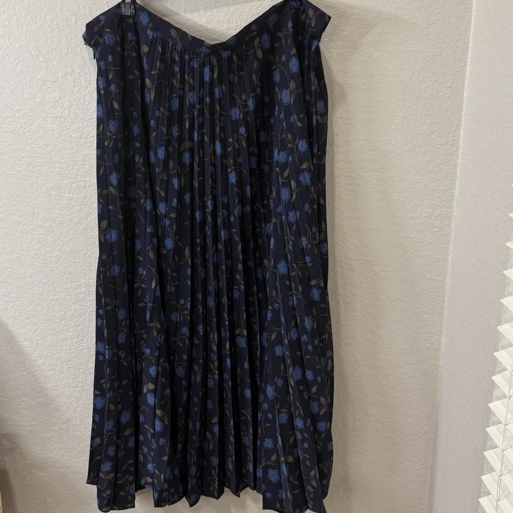 Radcliffe Sag Harbor Blue Floral Pleated Maxi Skirt Womens 2X Cottage Whimsigoth